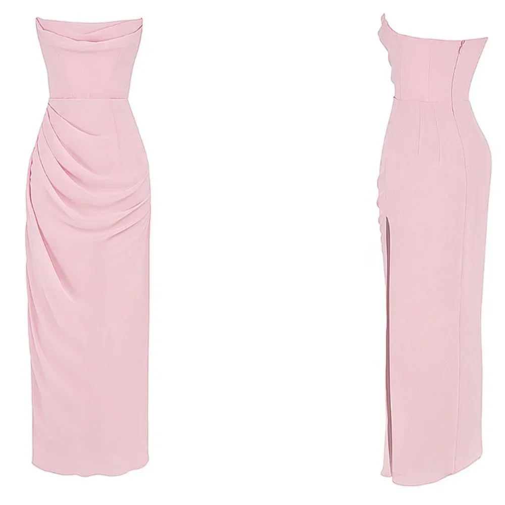 HOUSE OF CB 'Adrienne' Pink Quartz Strapless Gown NWOT - Picture 7 of 11